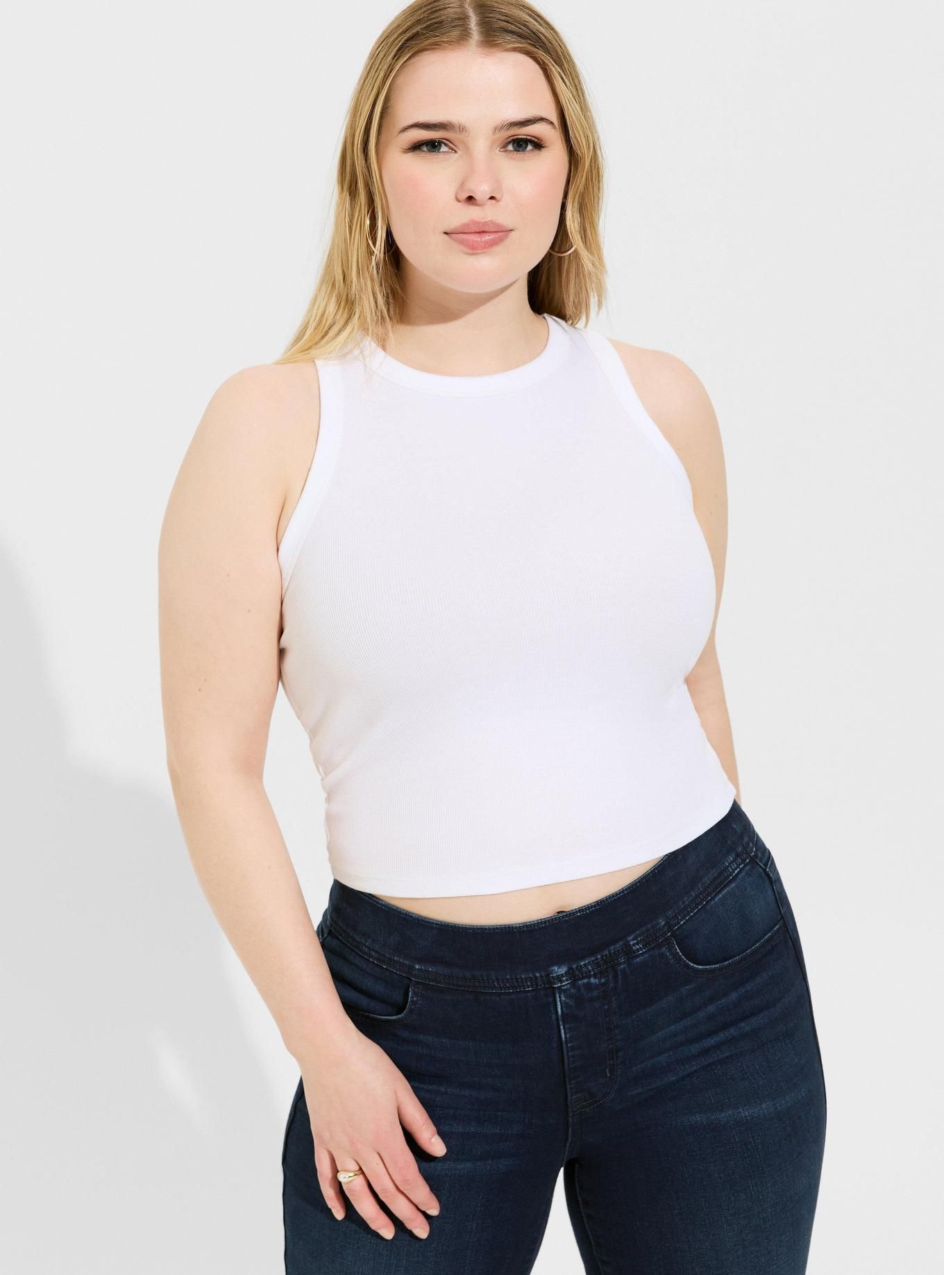 Cropped Fitted Slub Rib High Neck Tank | Torrid (US & Canada)