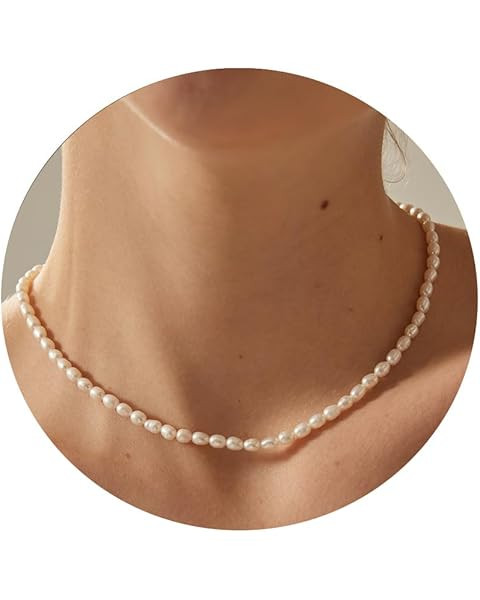 PAVOI 14K-18K Gold Plated Dainty Pearl Necklaces for Women - Station Beaded Choker Paperclip Chai... | Amazon (US)