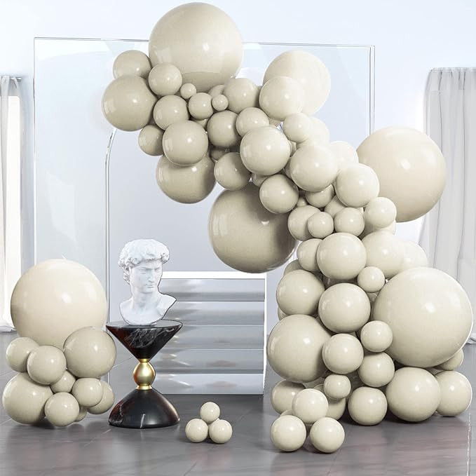 PartyWoo White Sand Balloons, 140 pcs Boho White Balloons Different Sizes Pack of 18 Inch 12 Inch... | Amazon (US)