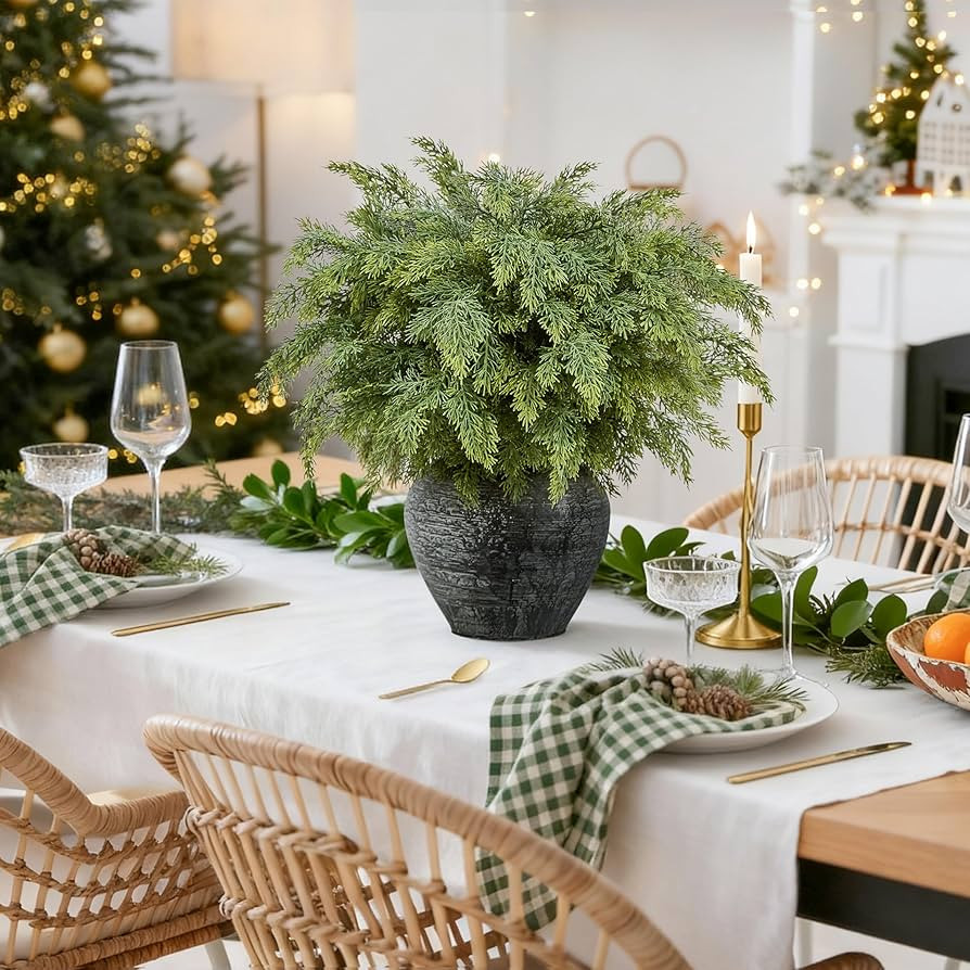 Christmas Real Touch Cedar Stems - Realistic Artificial Faux Greenery Pine Branches for Vases Fil... | Amazon (US)