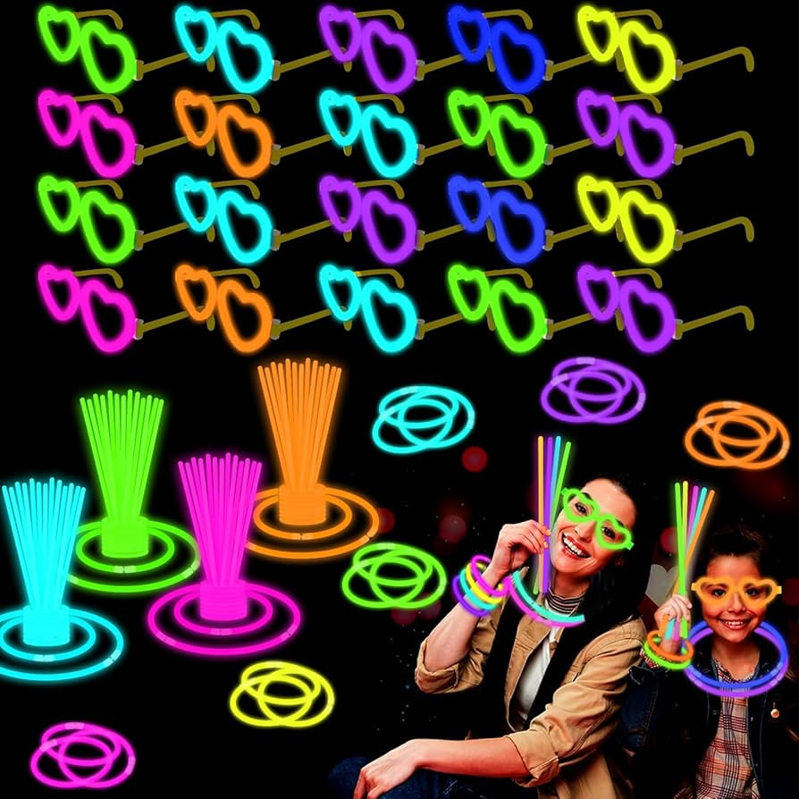Leetous Glow Glasses Party Pack with 100 Glow Sticks,20 Glasses Mode & Connectors (for 20 Glow He... | Amazon (US)