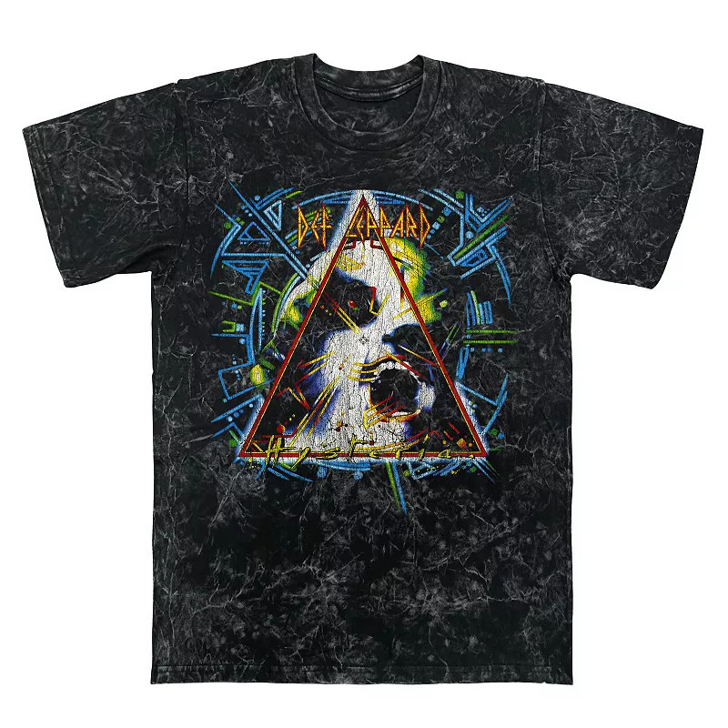 Men's Def Leppard Hysteria Mineral Wash Graphic Tee, Size: XXL, Black Mineral Wash | Kohl's