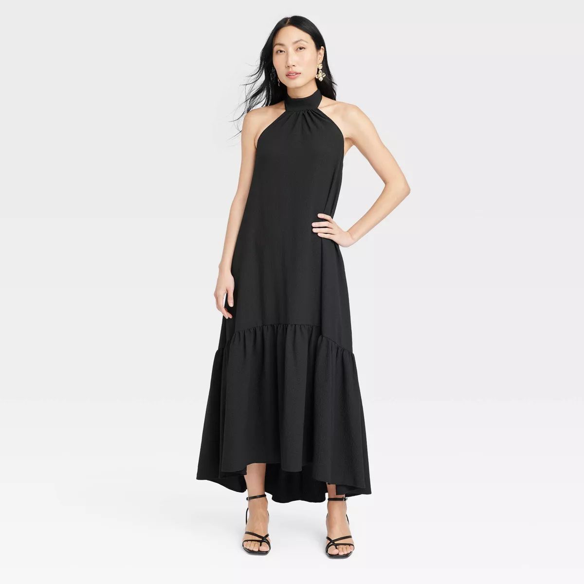 Women's Halter Hi-Lo Midi Dress - A New Day™ Black XS | Target