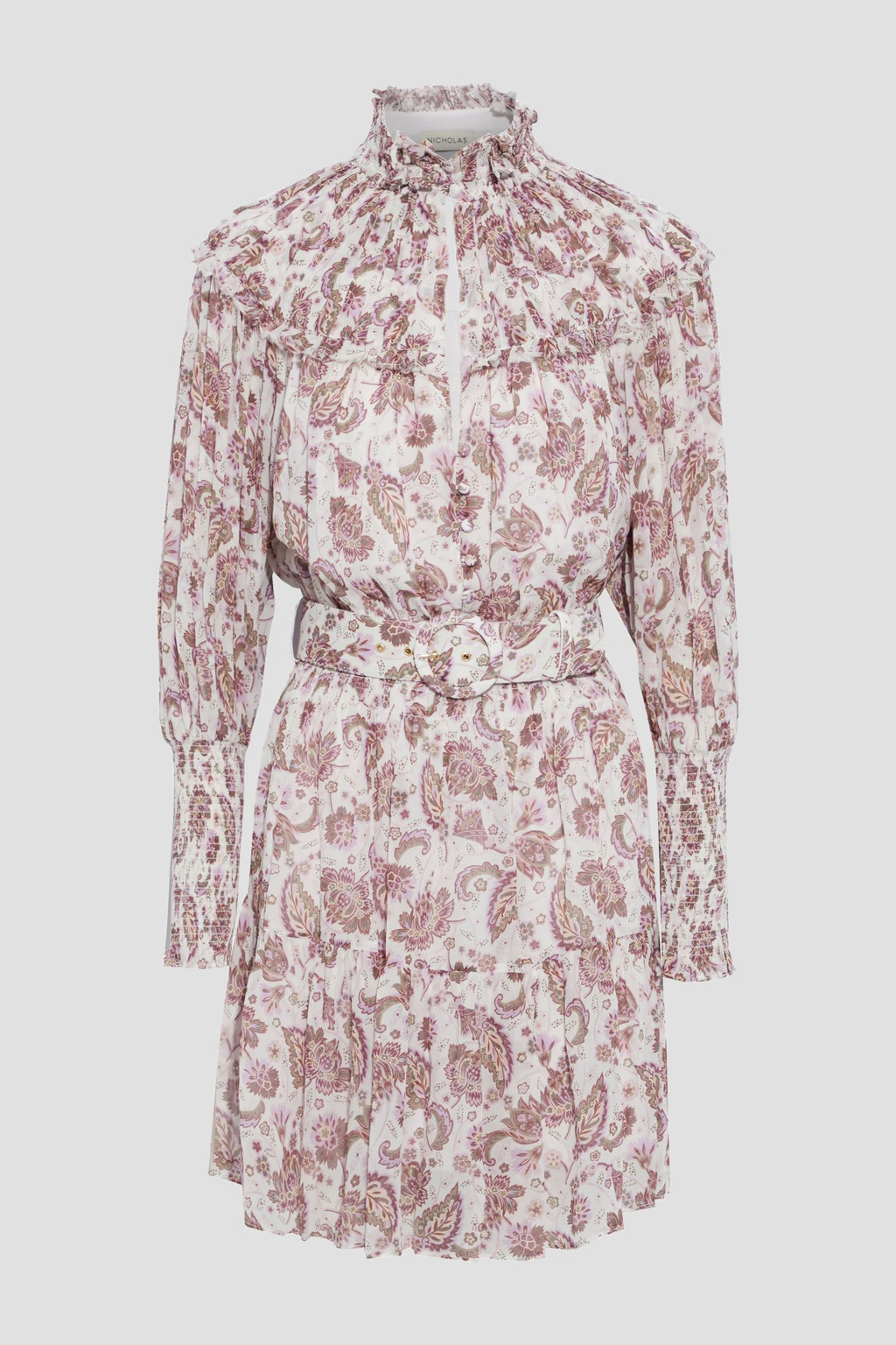 Abbey belted printed crepe mini dress | The Outnet (US and CA)