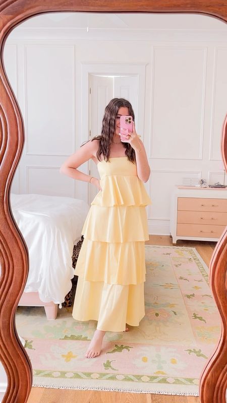 Yellow maxi dress | ruffle maxi dress | tiered dress | summer | family photos | summertime wedding guest dress | 

#LTKparties #LTKfamily #LTKwedding