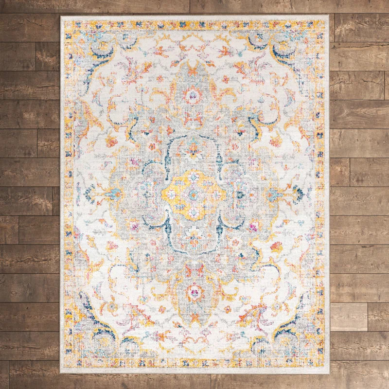 Belmont Oriental Area Rug in Saffron/Light Gray | Wayfair North America