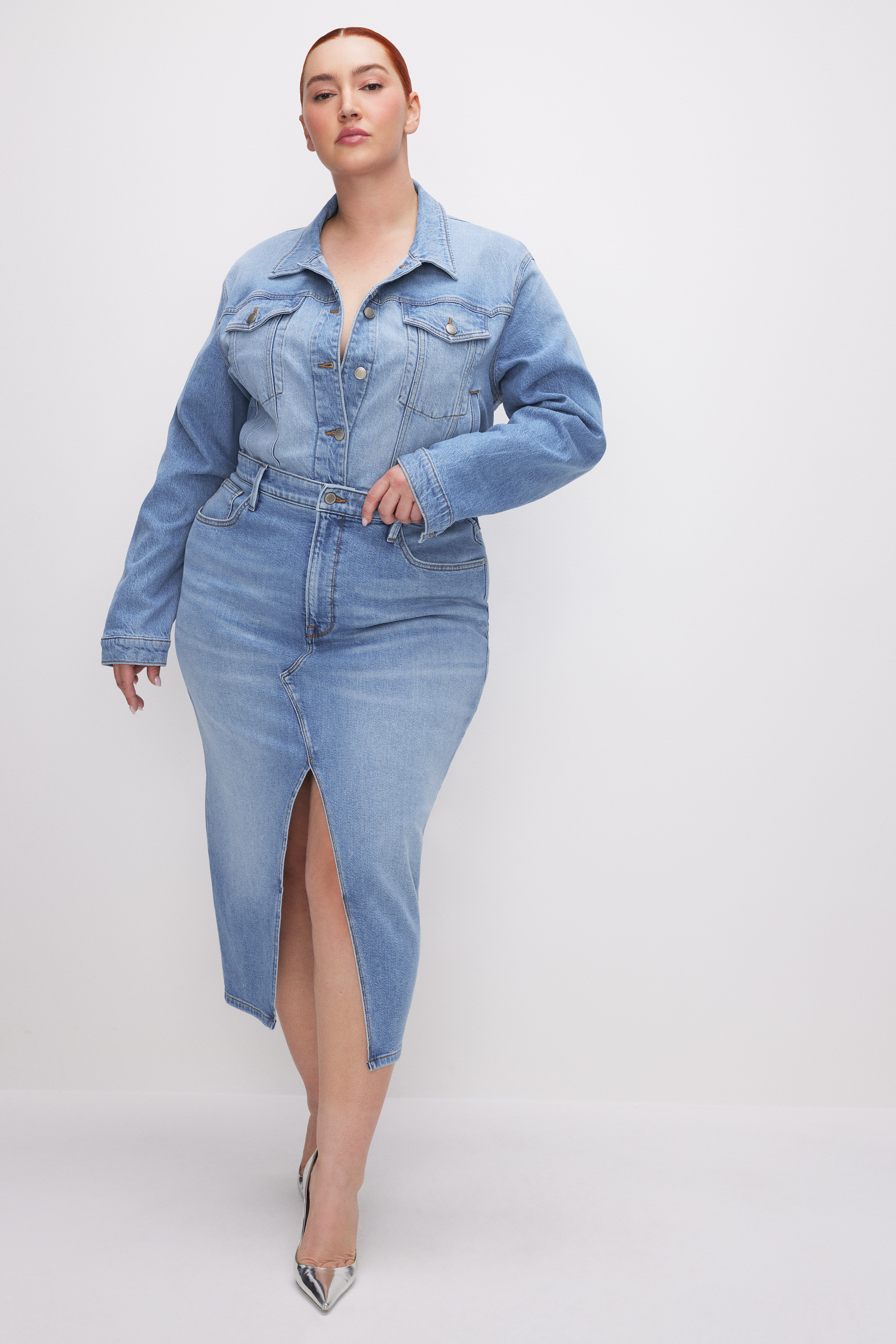 DENIM MIDI SKIRT | Good American