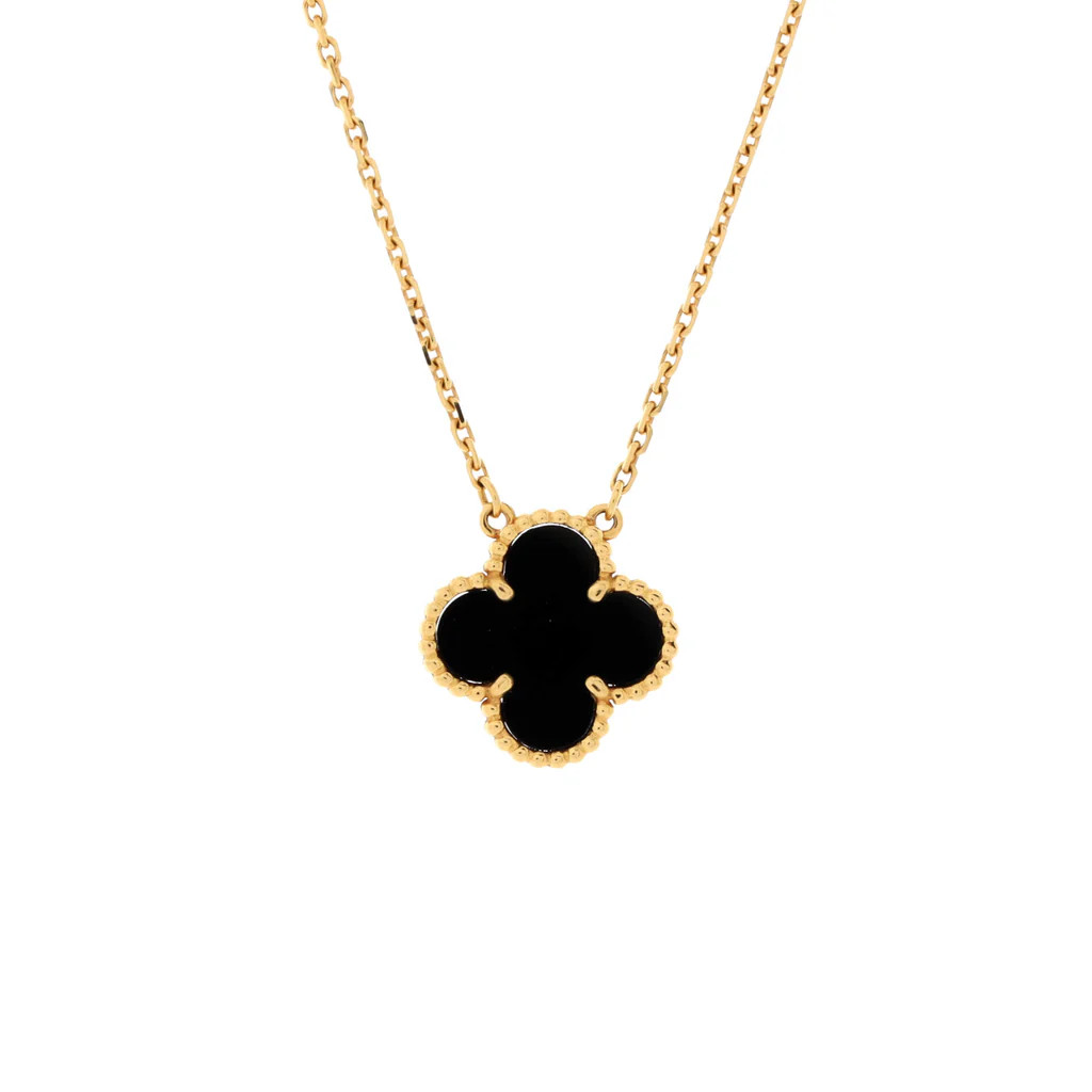 Vintage Alhambra Pendant Necklace 18K Yellow Gold and Onyx | Rebag