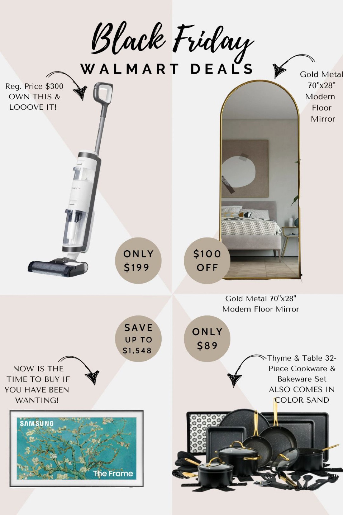 Walmart Black Friday Deals! I cannot say enough good things about the Tineco iFLOOR 3! It has saved me so much time! It even cleans it’s self and is on MAJOR SALE! If you have been wanting a Frame TV  NOW is the time to buy! So many great BLACK FRIDAY DEALS at Walmart! Toys, home decor, pots and pans, knives.. etc. all for unbelievable prices! 

BF DEALS, BF HOME FINDS, Walmart Black Friday, ELECTRONICS SALE, Frame TV, 

#LTKhome #LTKGiftGuide #LTKCyberWeek