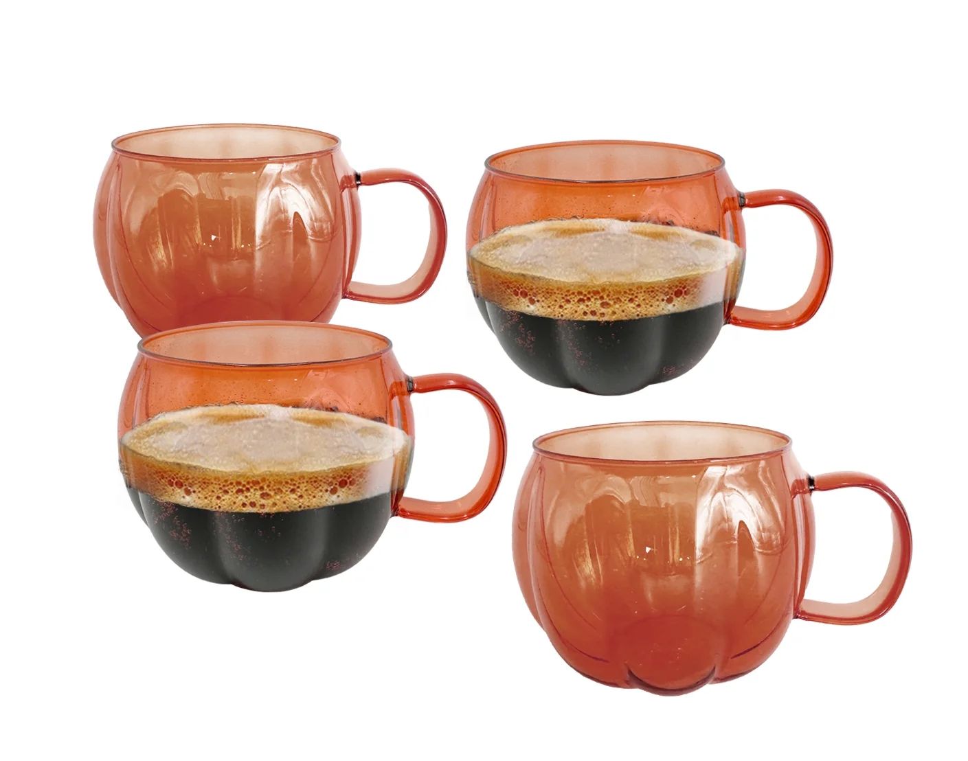 Way To Celebrate Orange Glass Pumpkin Mug 4 Pack | Walmart (US)