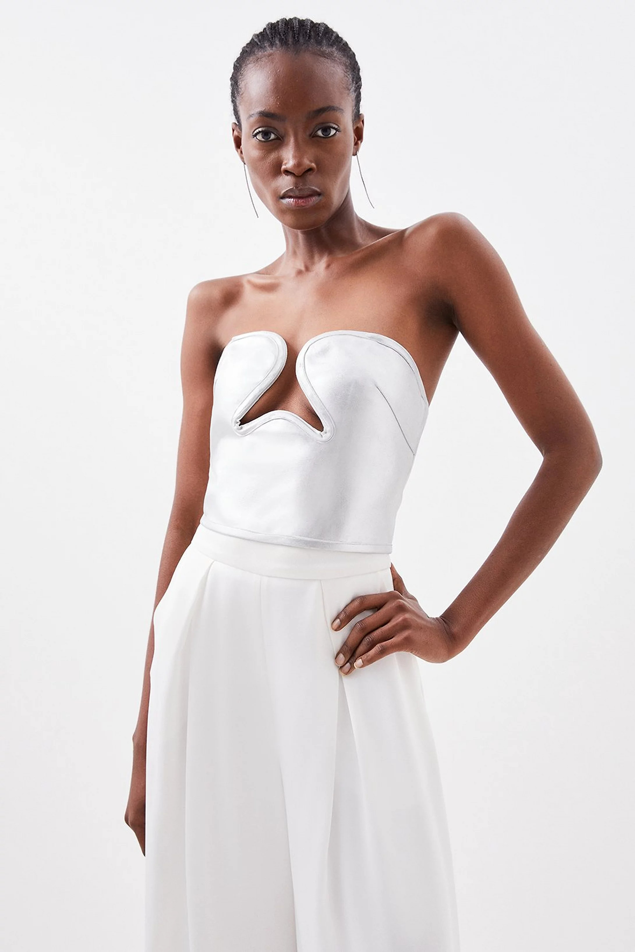 Figure Form Bandage Foiled Knit Corset Detail Top | Karen Millen US