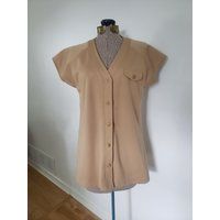 Vintage Jantzen Tan Beige Button Down Short Sleeve Shirt - Retro Summer Poolside Bathing Suit Cover- | Etsy (US)