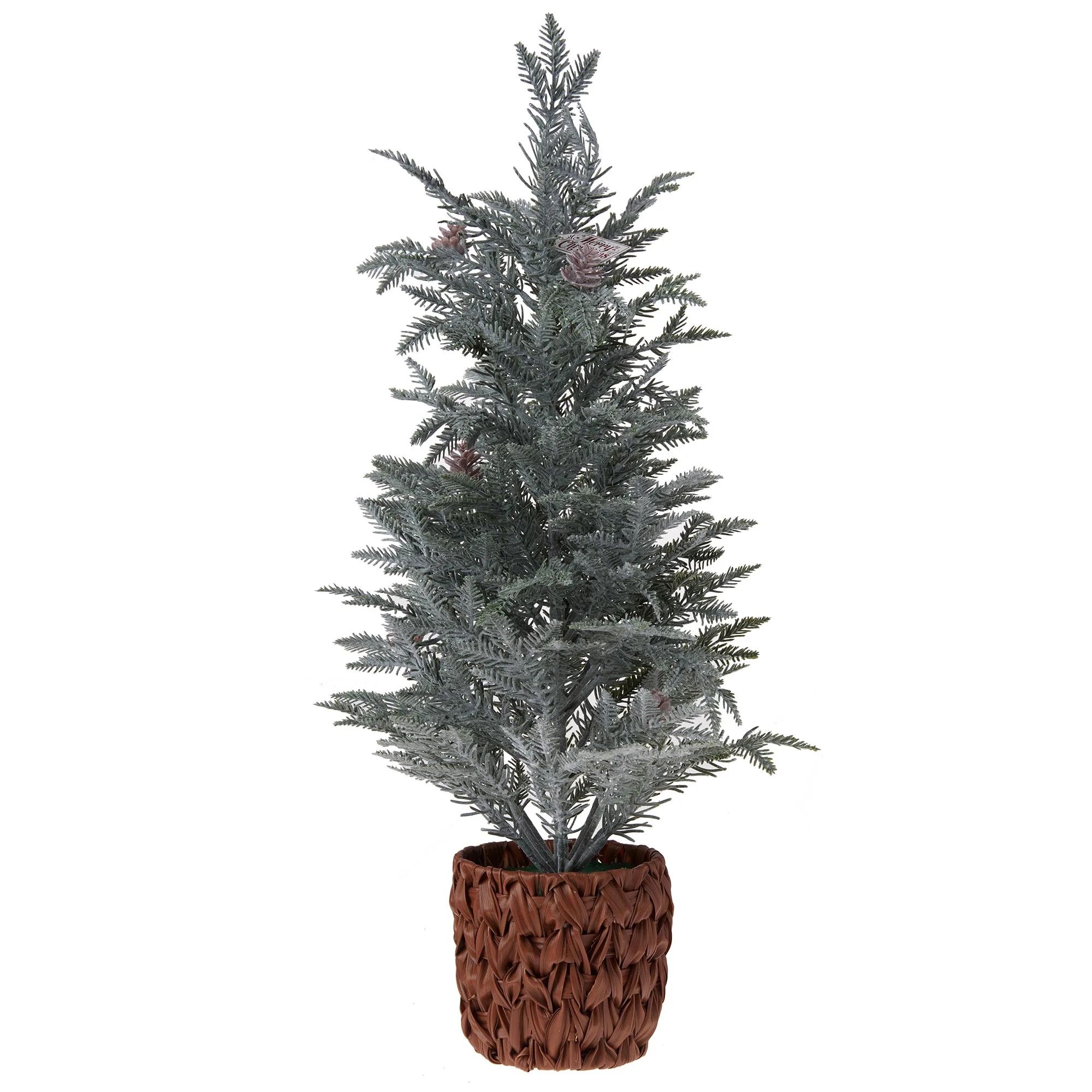 Holiday Time Woven Basket Pine Tree Tabletop Decor, 24" - Walmart.com | Walmart (US)