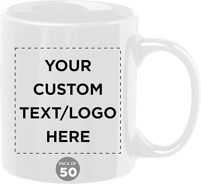 Custom Ceramic Coffee Mugs 11 oz. Set of 50, Personalized Bulk Pack - Coffee cup set, Iced coffee... | Amazon (US)