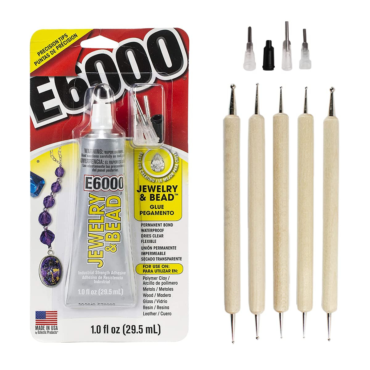 E6000 Jewelry and Bead Adhesive Bundle: Includes 4 Precision Applicator Tips and a Set of 5 Nail ... | Amazon (US)
