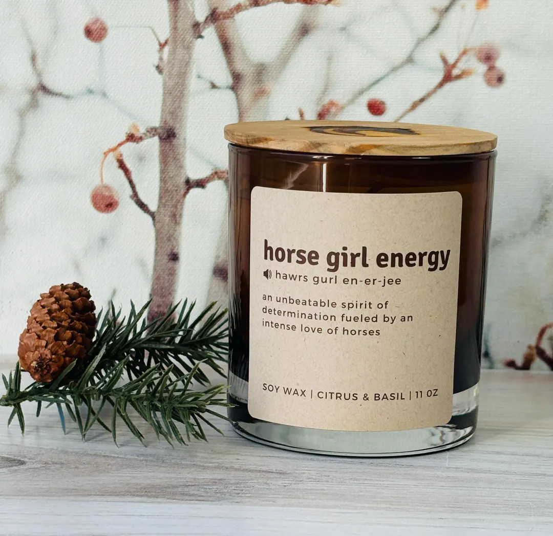Horse Girl Energy Candle: Citrus Basil Scented Soy Wax, Horse Head Lid - Etsy | Etsy (US)