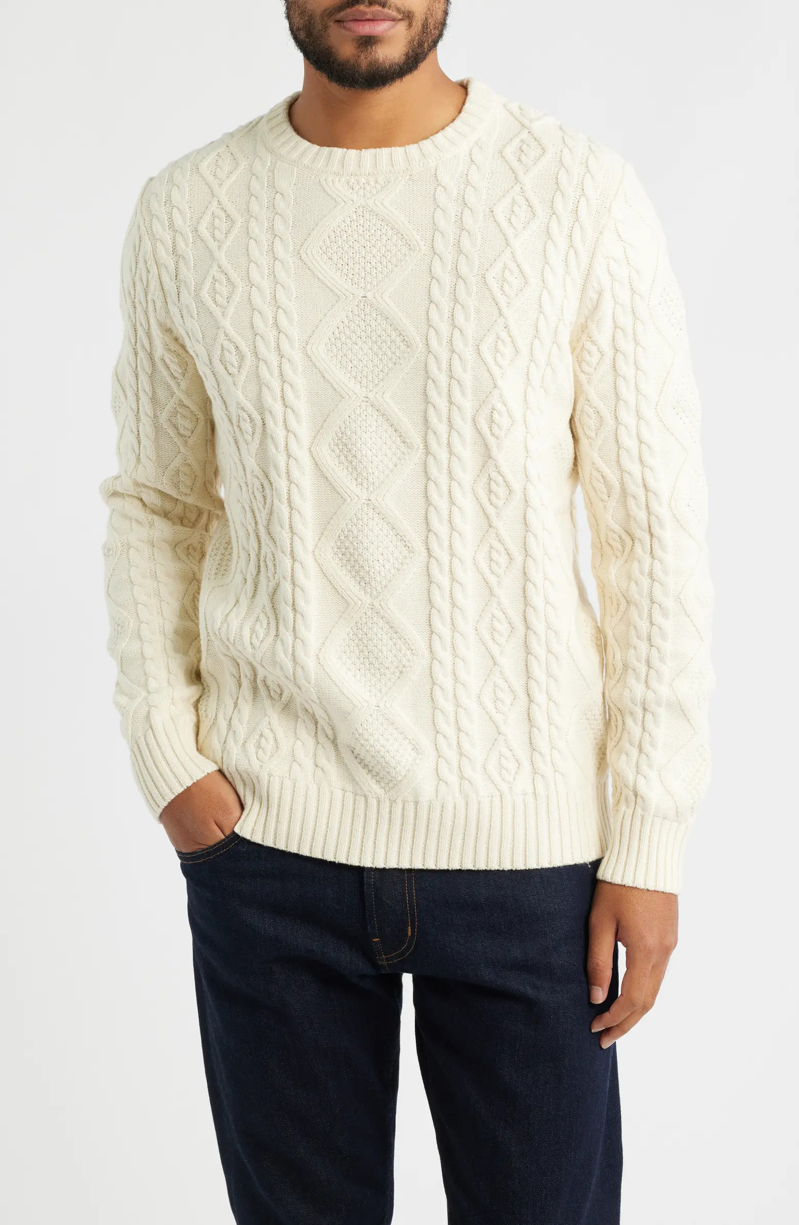James Campbell Glencoe Cable Stitch Cotton & Wool Blend Sweater | Nordstrom | Nordstrom