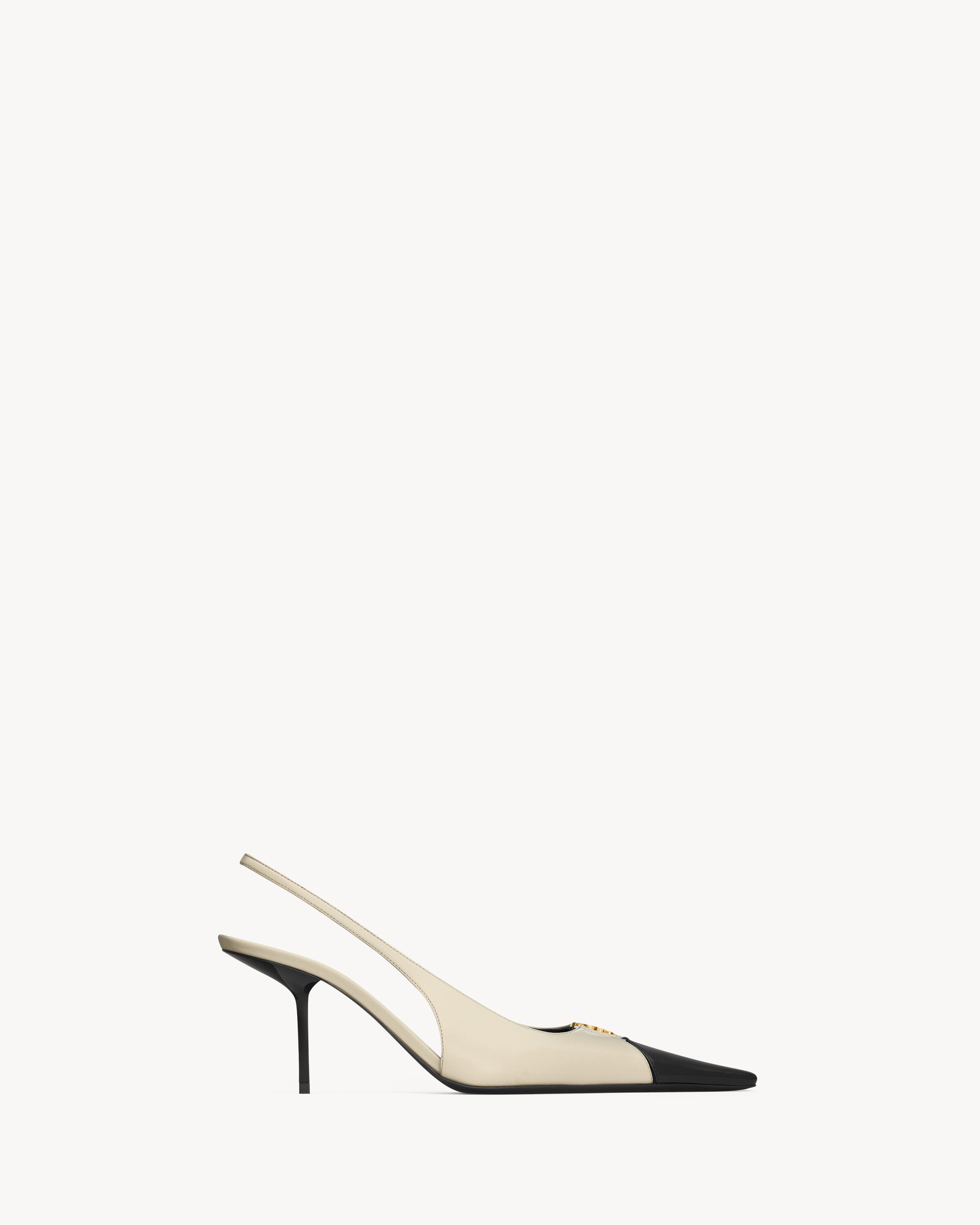 Saint Laurent Babylone Breteuil Slingback Pumps In Smooth Leather - White - Women - 9 | Saint Laurent Inc. (Global)