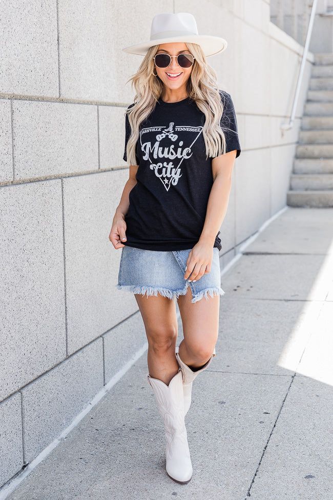 Music City Black Graphic Tee | Pink Lily