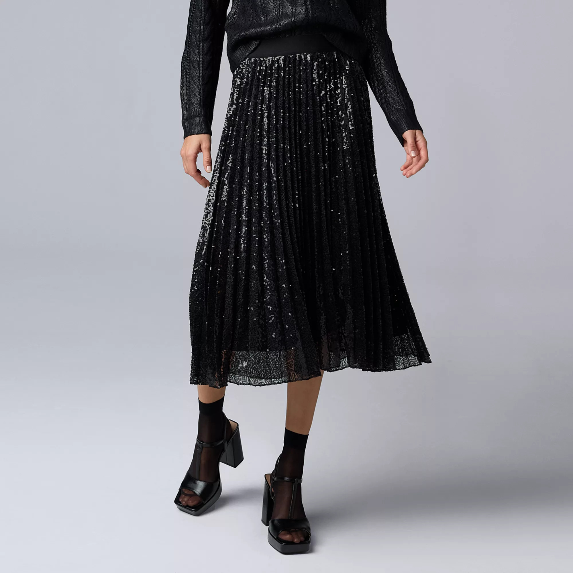 Women's Simply Vera Vera Wang Pleated Sequin Skirt | Kohl's