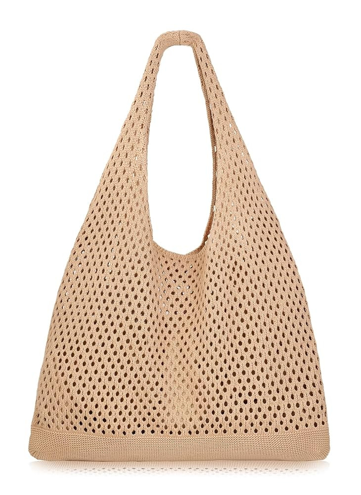 COOKOOKY Crochet Beach Tote bag Summer Beach Bag for Women Aesthetic Mesh Tote Bag Hippie Bag Kni... | Amazon (US)