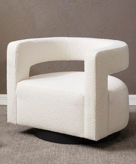 Ivory & Black Cutout-Back Velvet Edgar Swivel Chair | Zulily