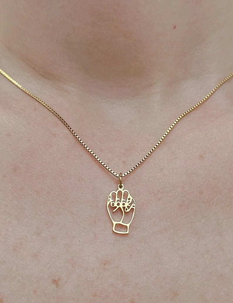 One Letter Fingerspelling Necklace Charm Pendant - Etsy | Etsy (US)