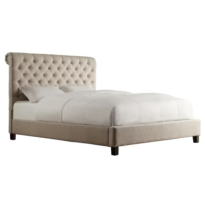 King Dimme Rolled Top Tufted Bed Linen Beige - Inspire Q | Target