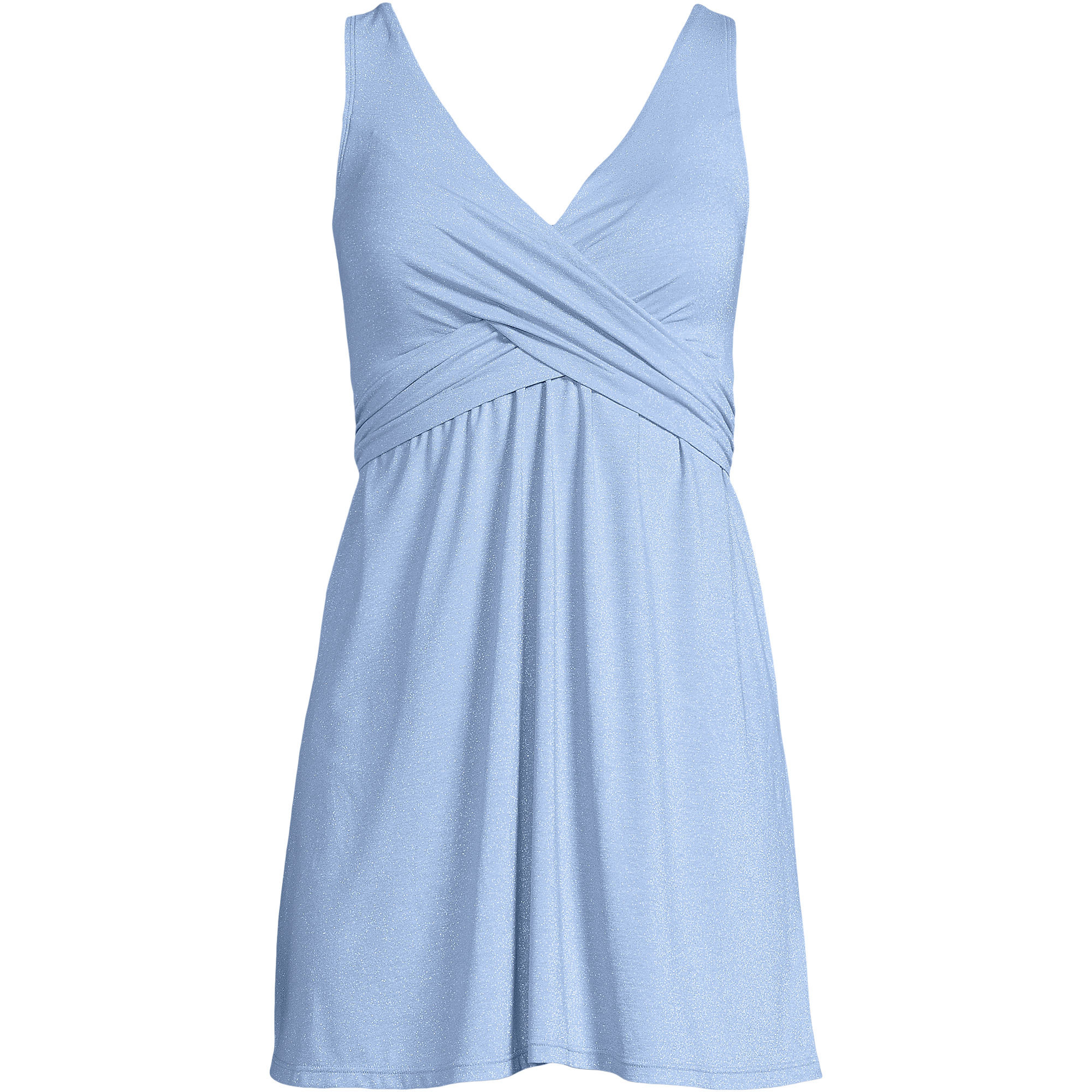 Women's Slender Suit Shine Wrap Swim Dress Swimsuit | Lands' End (US)