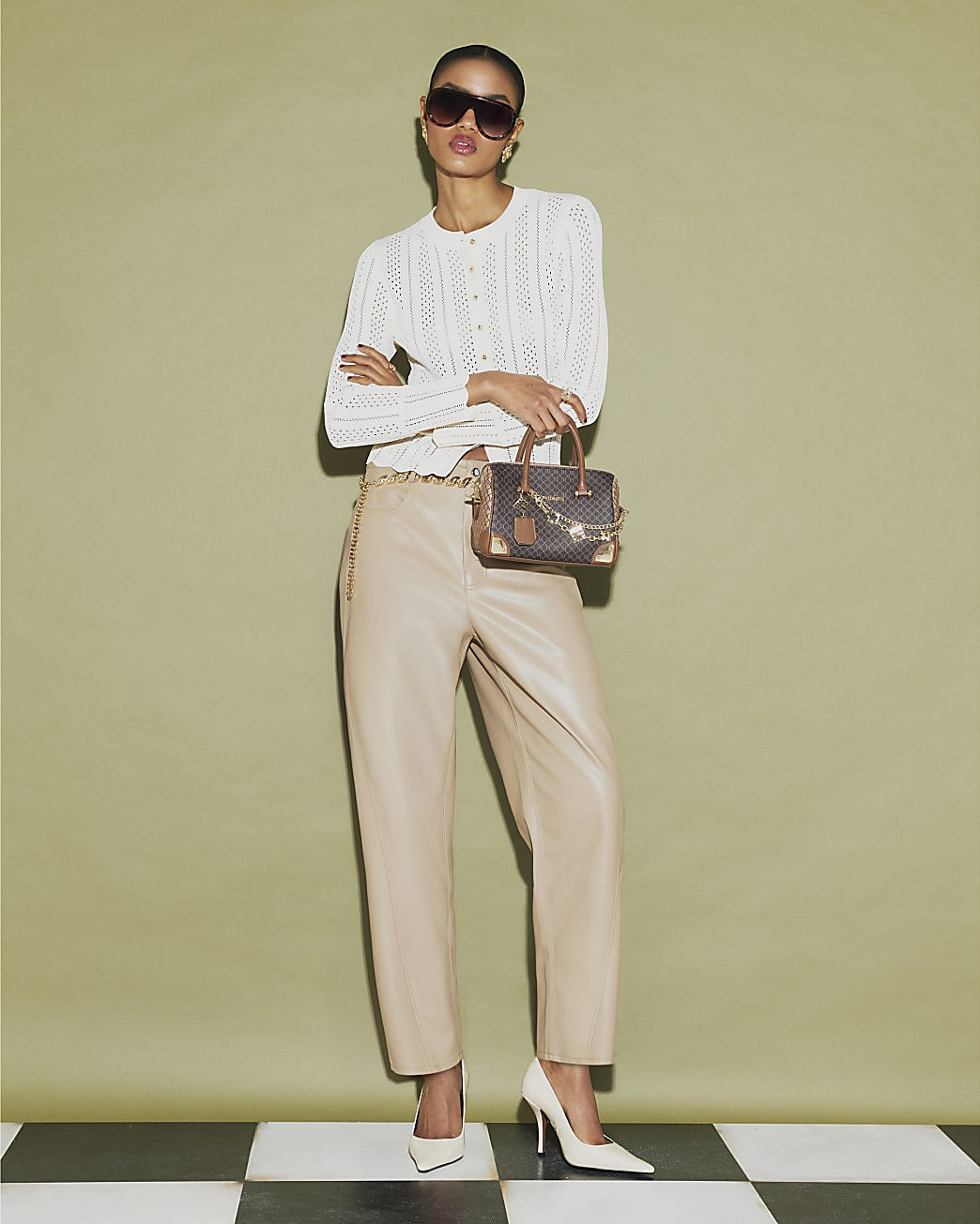 Cream Open Knit Long Sleeve Cardigan | River Island UK & IE