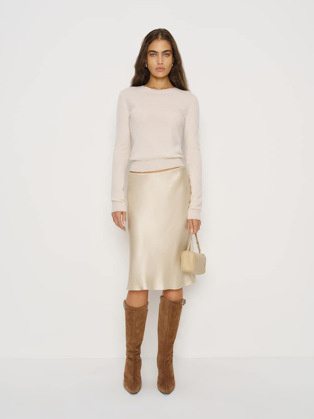 Layla Silk Knee Length Skirt | Reformation (Global)