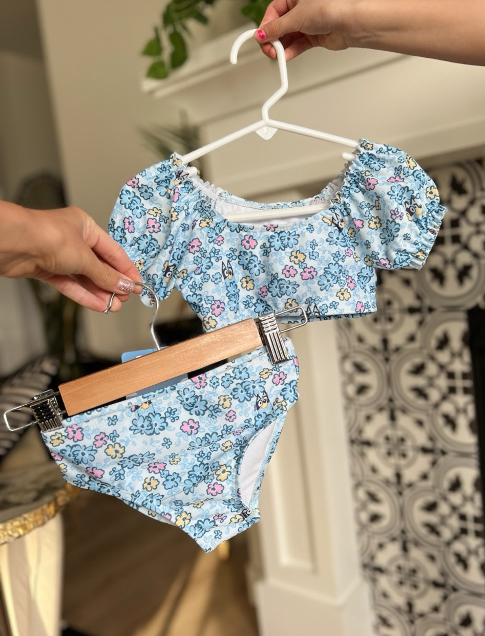 The cutest toddler girl Bluey swimsuit - puff sleeve two piece floral Bluey 

#LTKbaby #LTKkids #LTKSpringSale