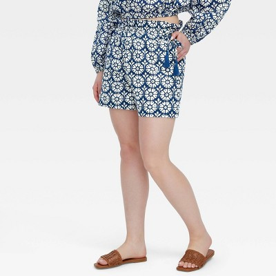 Women's Daisy Floral Side-Tie Beach Pull-On Shorts Navy Blue - Roller Rabbit x Target S | Target