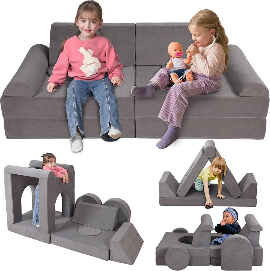 12-Piece Modular Kids Play Couch – Premium Soft Foam, Removable Cover, Comfortable & Safe Toddl... | Amazon (US)
