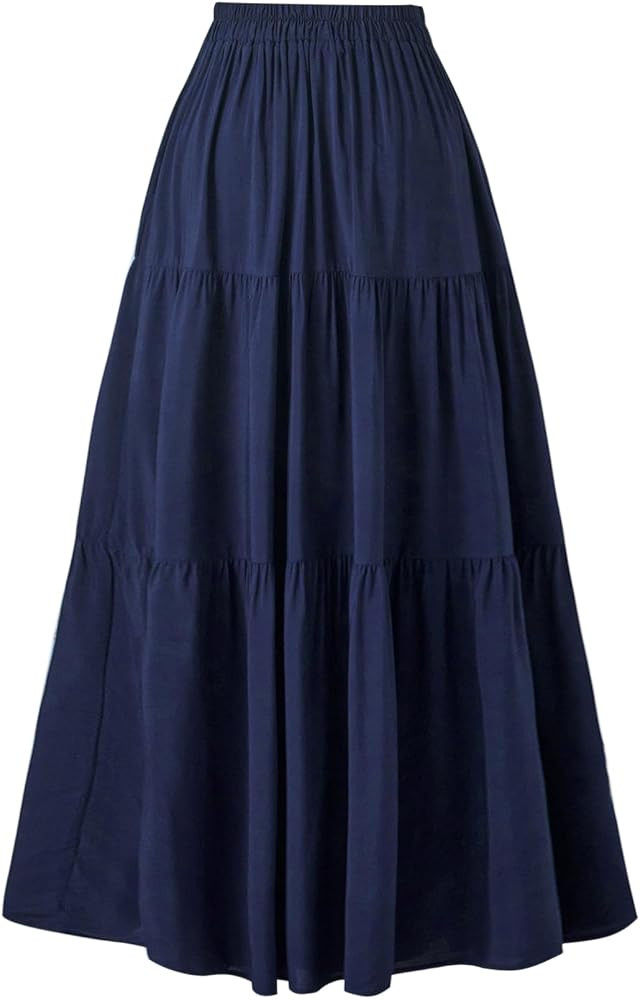 OSTOO Women's Summer Long Flowy Renaissance Skirt with Pockets - Boho High Waist A-Line Maxi Skir... | Amazon (US)