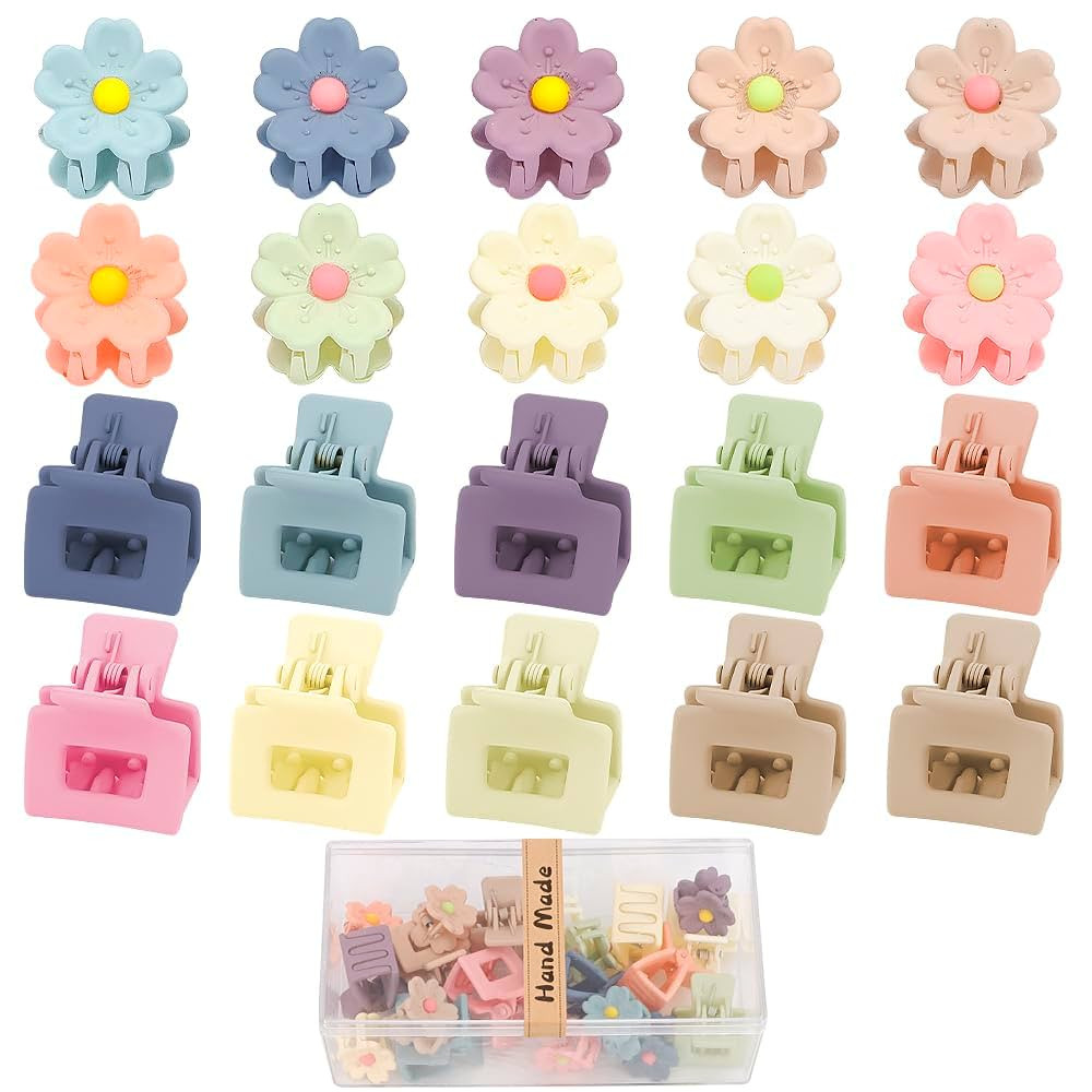 Ahoney 20Pcs Small Claw Clips for Girls Women, Cute 1inch Mini Flower Tiny Hair Clips for Kids De... | Amazon (US)
