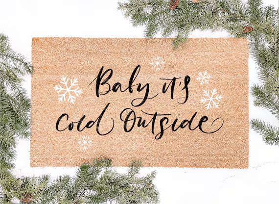 Baby It's Cold Outside White Snowflake Doormat Christmas - Etsy | Etsy (US)