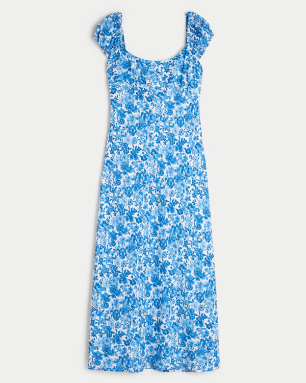 Crepe Cap Sleeve Open Back Midi Dress | Hollister (US)