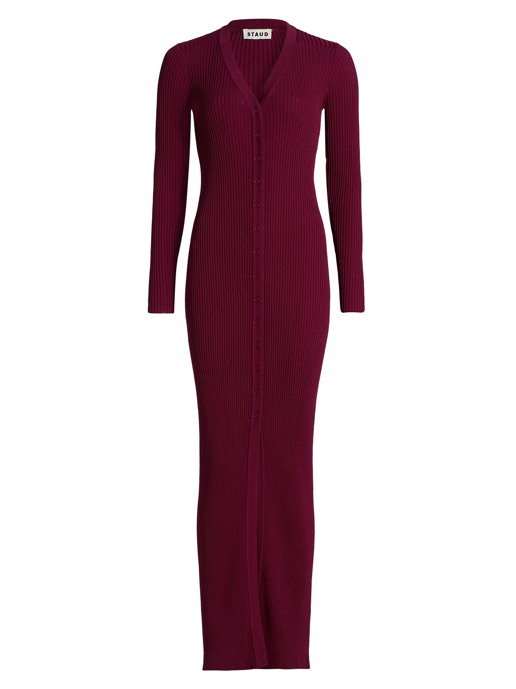 Staud Shoko Rib-Knit Button-Front Maxi Dress | Saks Fifth Avenue | Saks Fifth Avenue