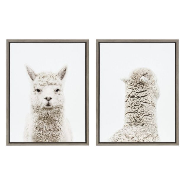 2pc Sylvie Alpaca Front and Back Framed Canvas Wall Art by Amy Peterson Gray - Kate and Laurel | Target