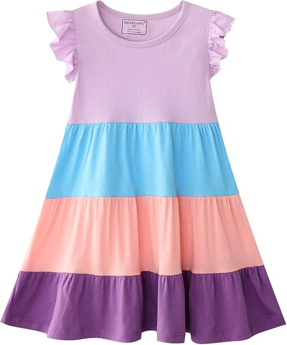 HILEELANG Little Girls Short Sleeve Dresses | Amazon (US)