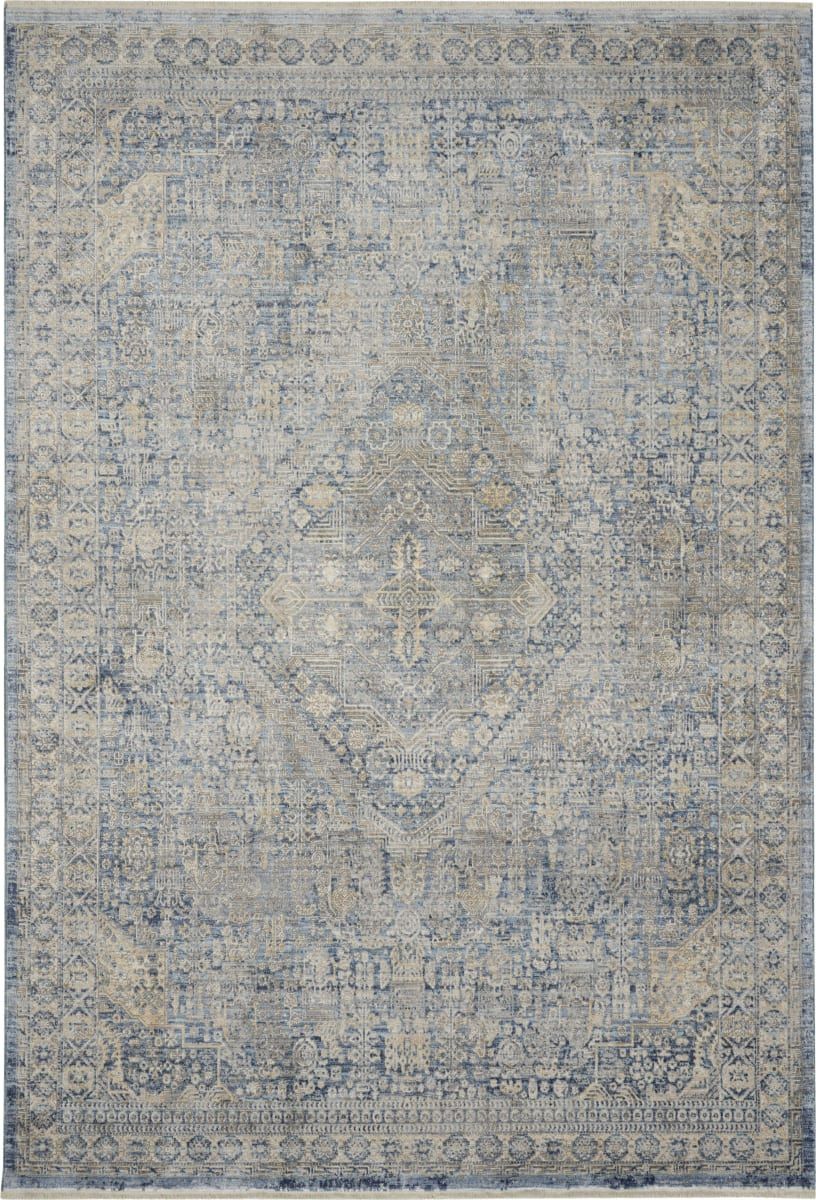Nourison Lustrous Weave Luw02 Blue - Ivory Area Rug | RugStudio.com