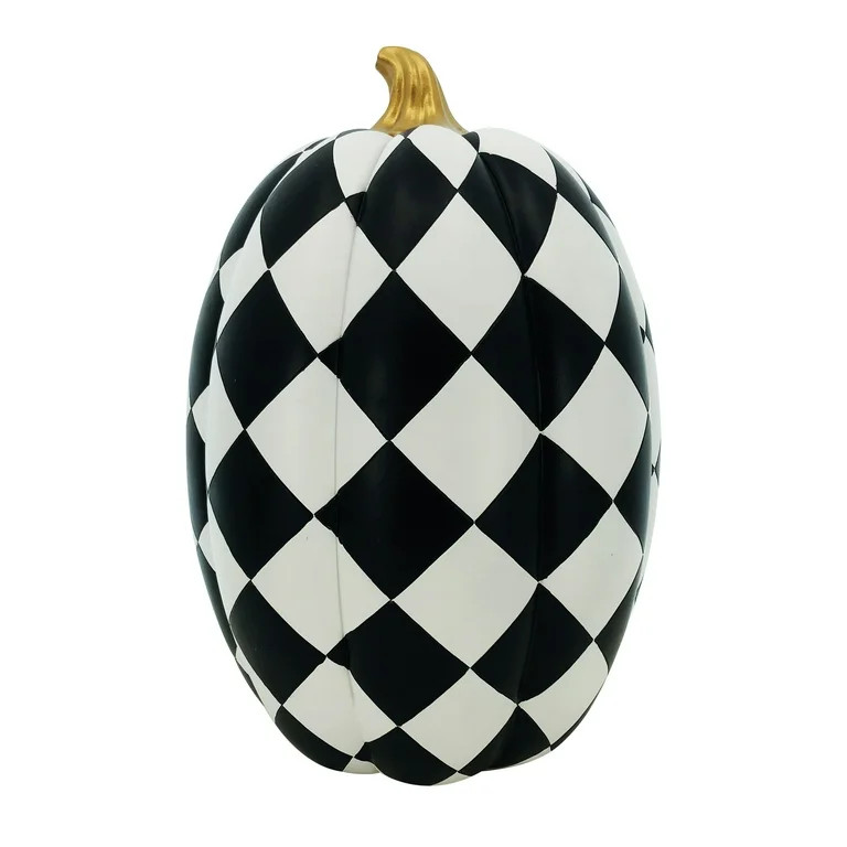 9.5" x 9.5" x 14" Resin Black and White Harlequin Pumpkin, by Halloween Decoration, Way to Celebr... | Walmart (US)