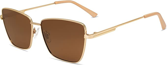 SOJOS Trendy Polarized Cat Eye Sunglasses Womens Flat Lens Retro Metal Frame Shades Lentes De Sol... | Amazon (US)