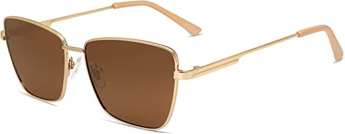 SOJOS Trendy Polarized Cat Eye Sunglasses Womens Flat Lens Retro Metal Frame Shades Lentes De Sol... | Amazon (US)