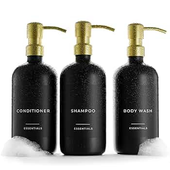 Stylish Shampoo and Conditioner Dispenser Set of 3 - Modern 21oz Shower Soap Bottles with Pump an... | Amazon (US)