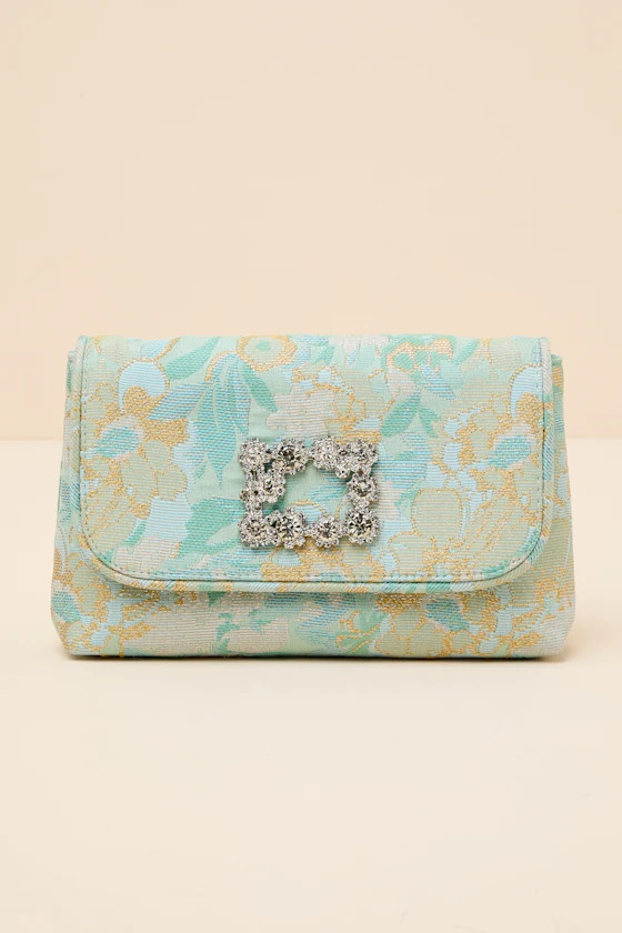 Efina Light Blue Floral Jacquard Crossbody Clutch | Lulus