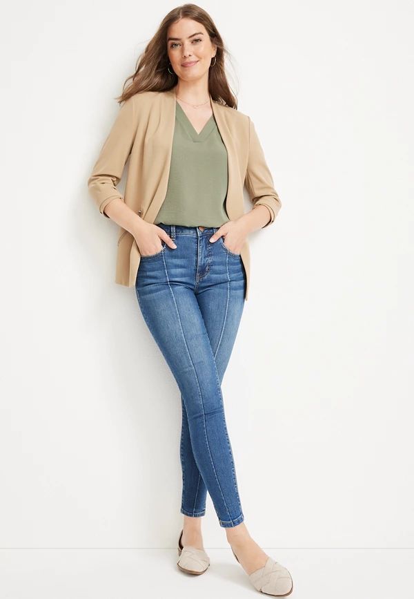 m jeans by maurices™ Everflex™ Super Skinny High Rise Front Seam Ankle Jean | Maurices