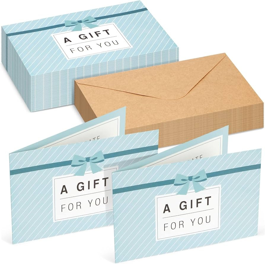 Juvale Blank Gift Cards - 36-Pack 4 x 6 in Blue 250 GSM & Envelopes - Customizable Gift Certifica... | Amazon (US)