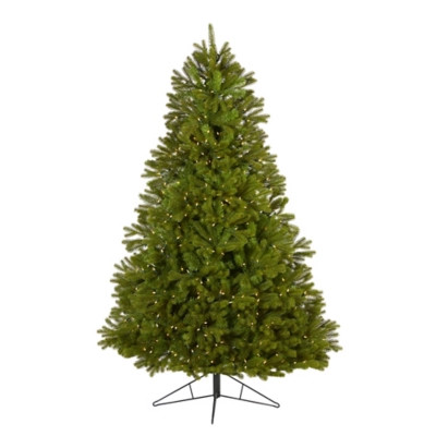 Nearly Natural 7' Cambridge Spruce Flat Back Artificial Christmas Tree with 500 Warm White (Multi... | Ashley Homestore
